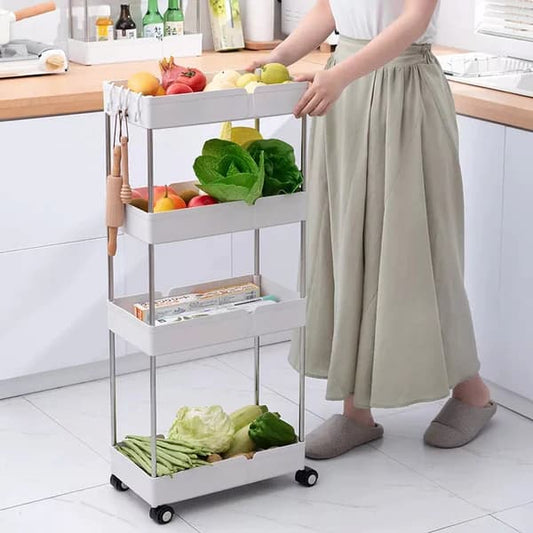 Space-Saving 4 Layer Mobile Storage Cart With Wheels