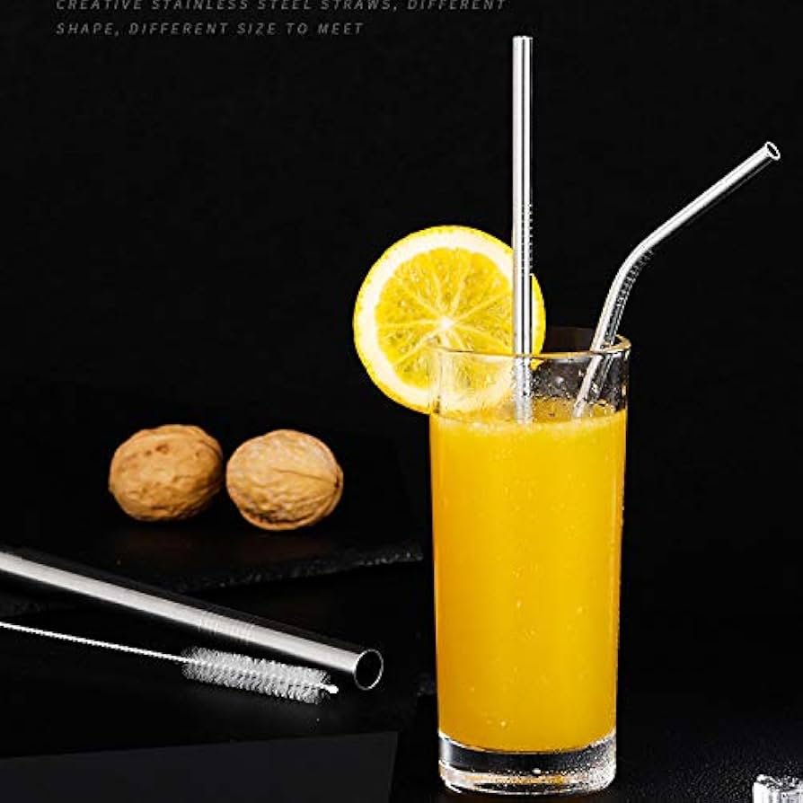 5 Pcs Drinking Straw Set – Stainless Steel