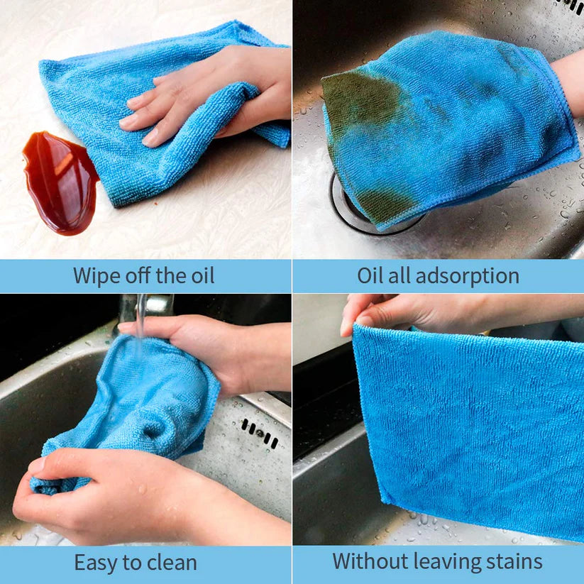 6PCS Soft Microfiber Cleaning Cloth Set Reusable Household Use