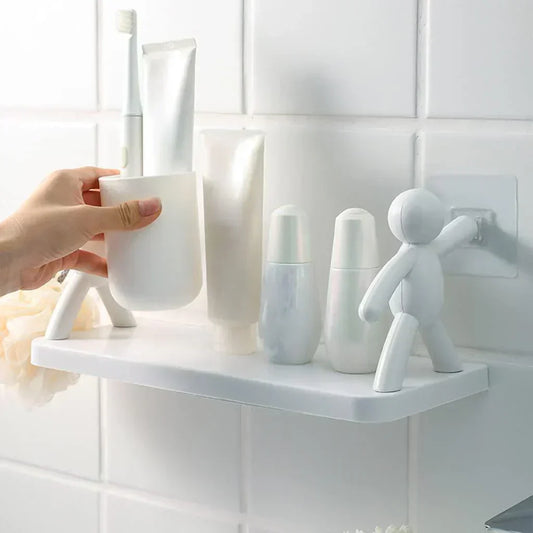 Wall Mounted Storage Shelf with Utility Hooks for Home Use