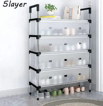 Space-Efficient 5-Tier Stackable Shoe Display Rack