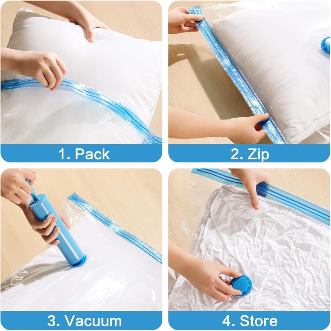 5Pcs Air-Tight Vacuum Bags With Hand Pump