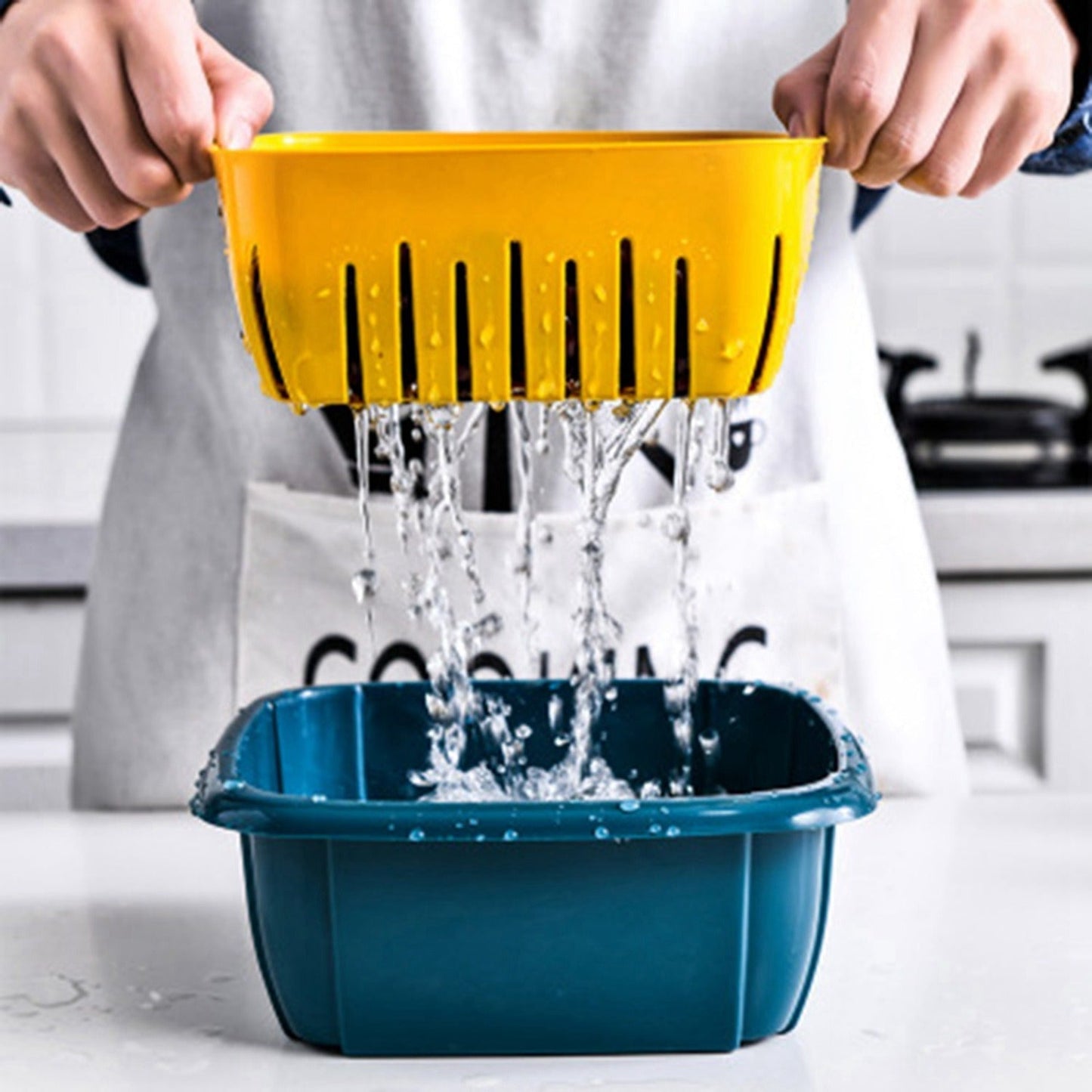 Strainer Double Drainer Basket With Lid