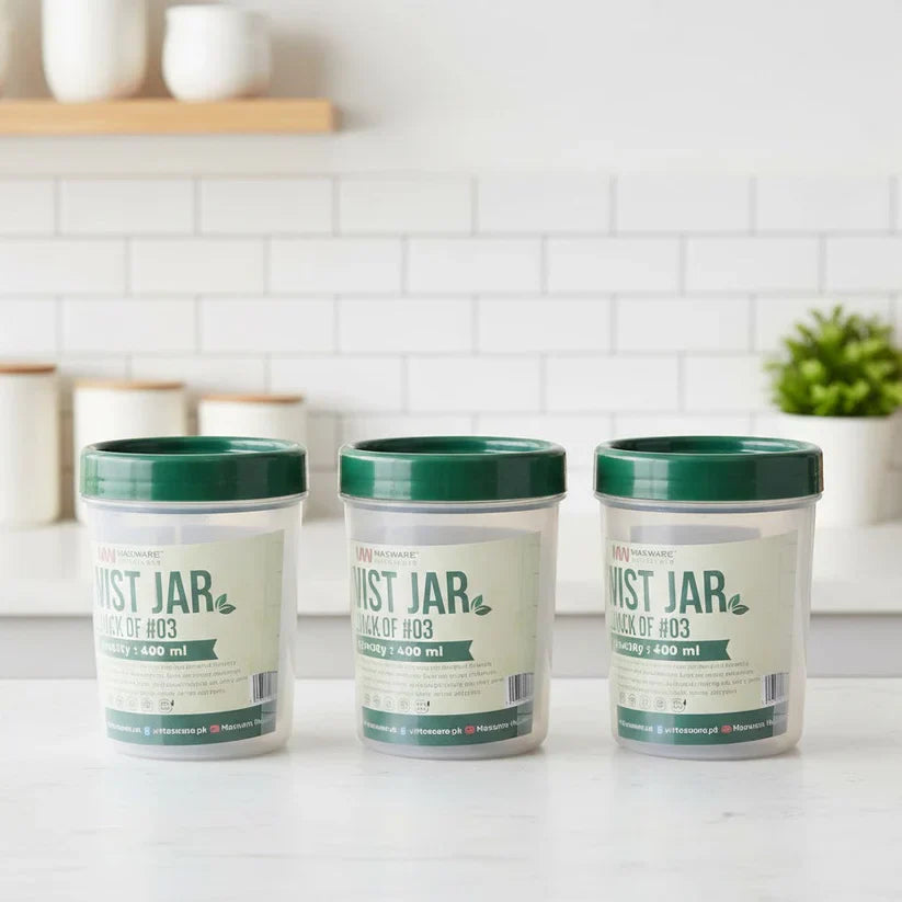 3 Piece 400ml Plastic Containers For Snacks & Pantry, Kitchen Accessories 
