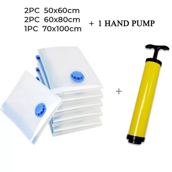 5Pcs Air-Tight Vacuum Bags With Hand Pump