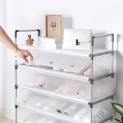 Space-Efficient 5-Tier Stackable Shoe Display Rack