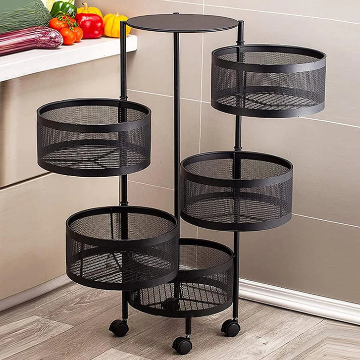 5-Tier Swivel Storage Rack – Adjustable Kitchen Shelf Stand