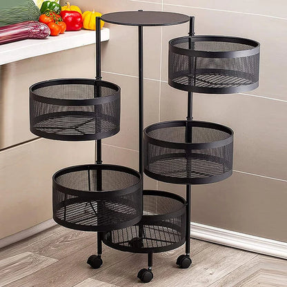 5-Tier Swivel Storage Rack – Adjustable Kitchen Shelf Stand