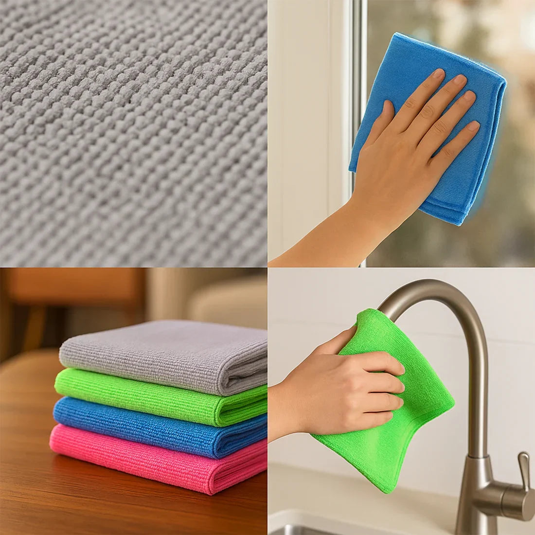 6PCS Soft Microfiber Cleaning Cloth Set Reusable Household Use