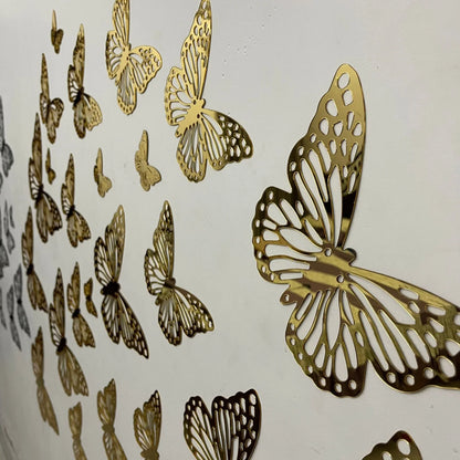 6 Pcs Golden Flare Butterfly Mirrors Set