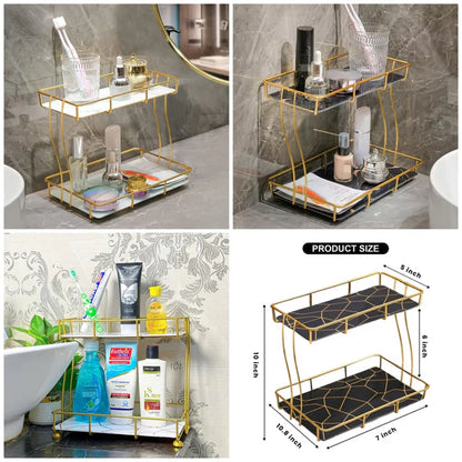 2-Tier Utility Display Tray – Rectangular Organizer Stand