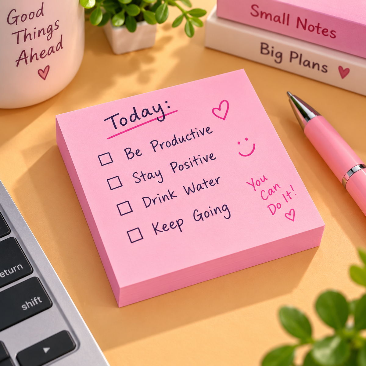 Colorful Sticky Notes Set – 100Pcs Self-Adhesive Memo Notes