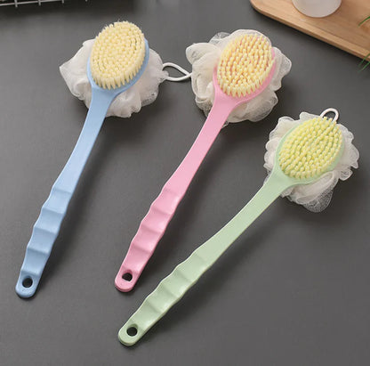 Dual Sided Loofah Brush Handle For Easy Use