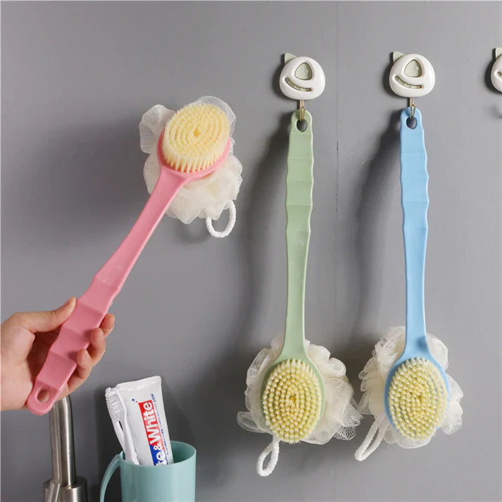 Dual Sided Loofah Brush Handle For Easy Use