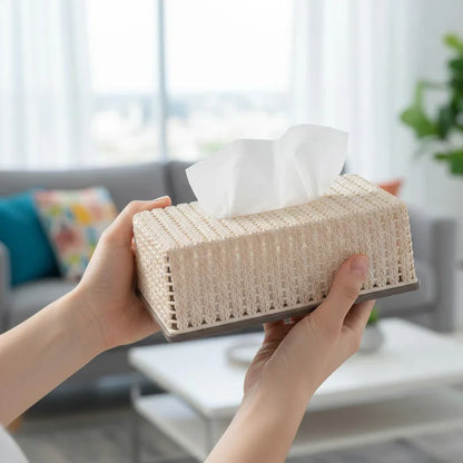 Knit Patterned Tissue Box Holder For Home & Office, Health and Beauty 