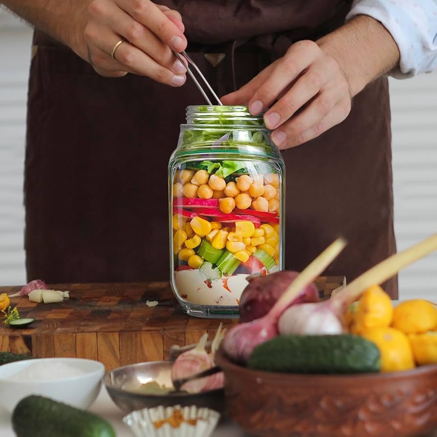 Mason Salad Jar With Easy Side Opening