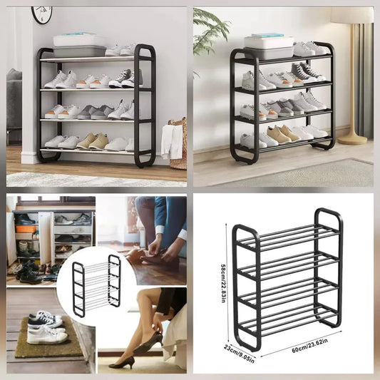 Portable 4 Tier Shoe Rack Storage Shelf for Bedroom and Hallway