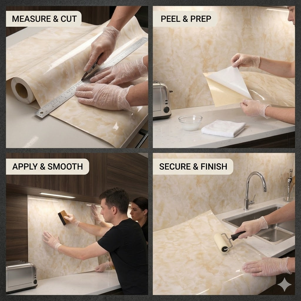 Self-Stick Marble Design Sheet for Cabinets and Walls