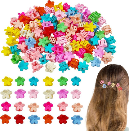 Set Of 12 Colorful Mini Flower Hair Clips, Health and Beauty 