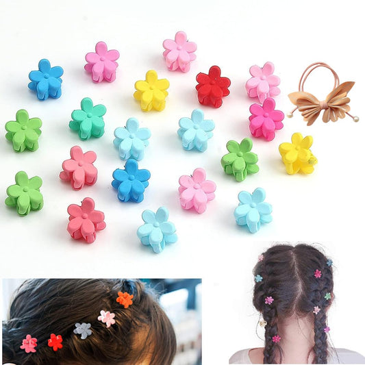 Set Of 12 Colorful Mini Flower Hair Clips, Health and Beauty 