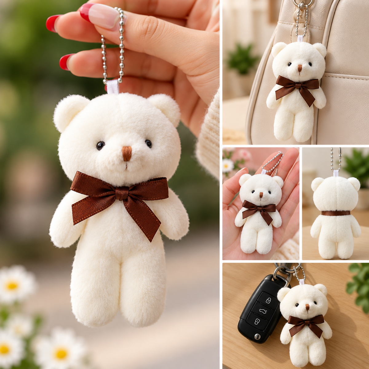 Teddy Bear Plush Keychain – Adorable Bag Charm & Gift Accessory