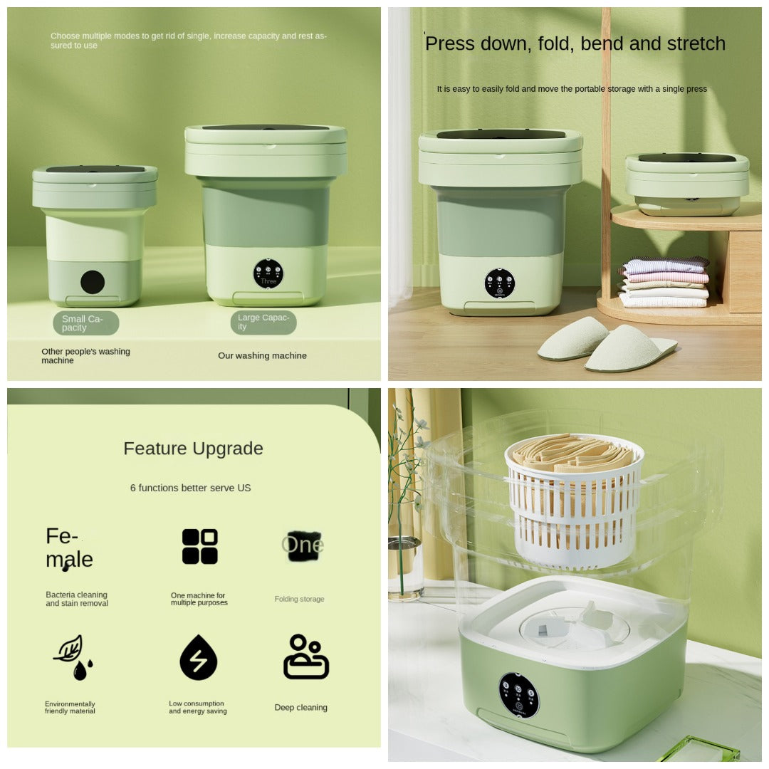 Foldable 10L Portable Laundry Washer With Drying System