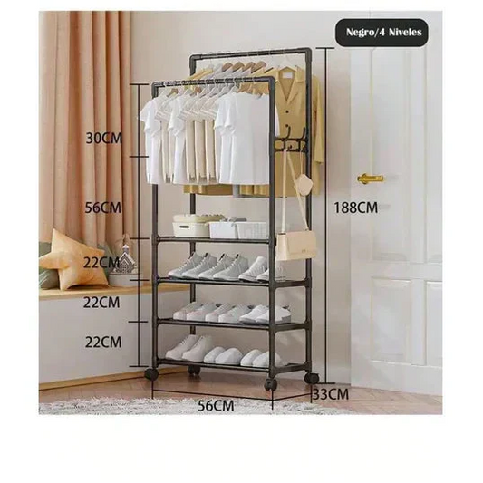Space-Saving Dual Pole Coat Stand